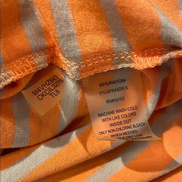 NWT Calvin Klein Orange/Tan Cuffed Sleeve Blouse with 3/4 zipper front - Picture 6 of 6